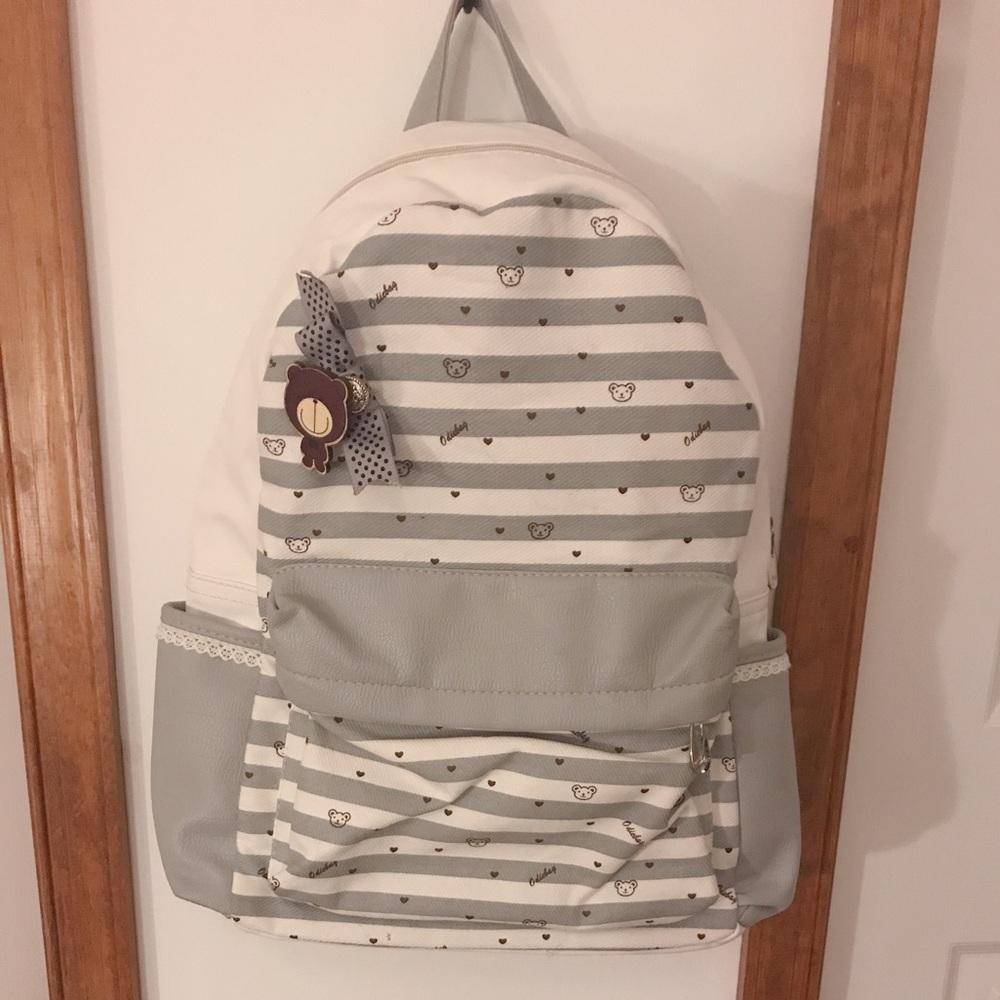 Striped Leather Backpack
